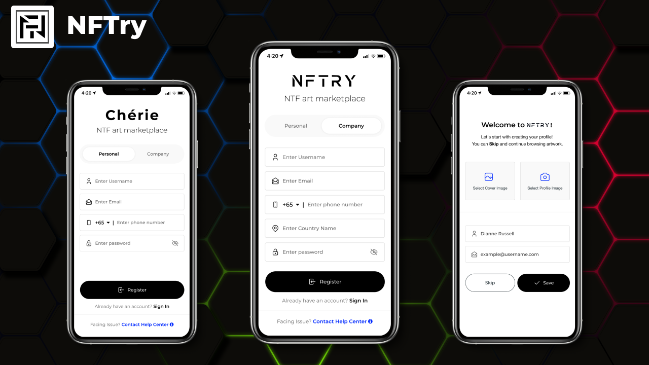 NFTry NFT Marketplace App NFT Buying Selling App UI Kit Android